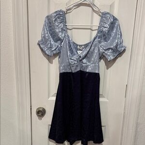 Elegant Kids Dress in Light Blue and Navy
